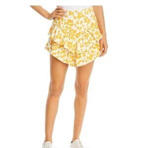 MOTHER The Ruffle Leopard Print Miniskirt In Yellow Size 33